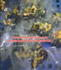 Multiple materials packaging machine. Dehydrated vegetables packaging for instant noodles