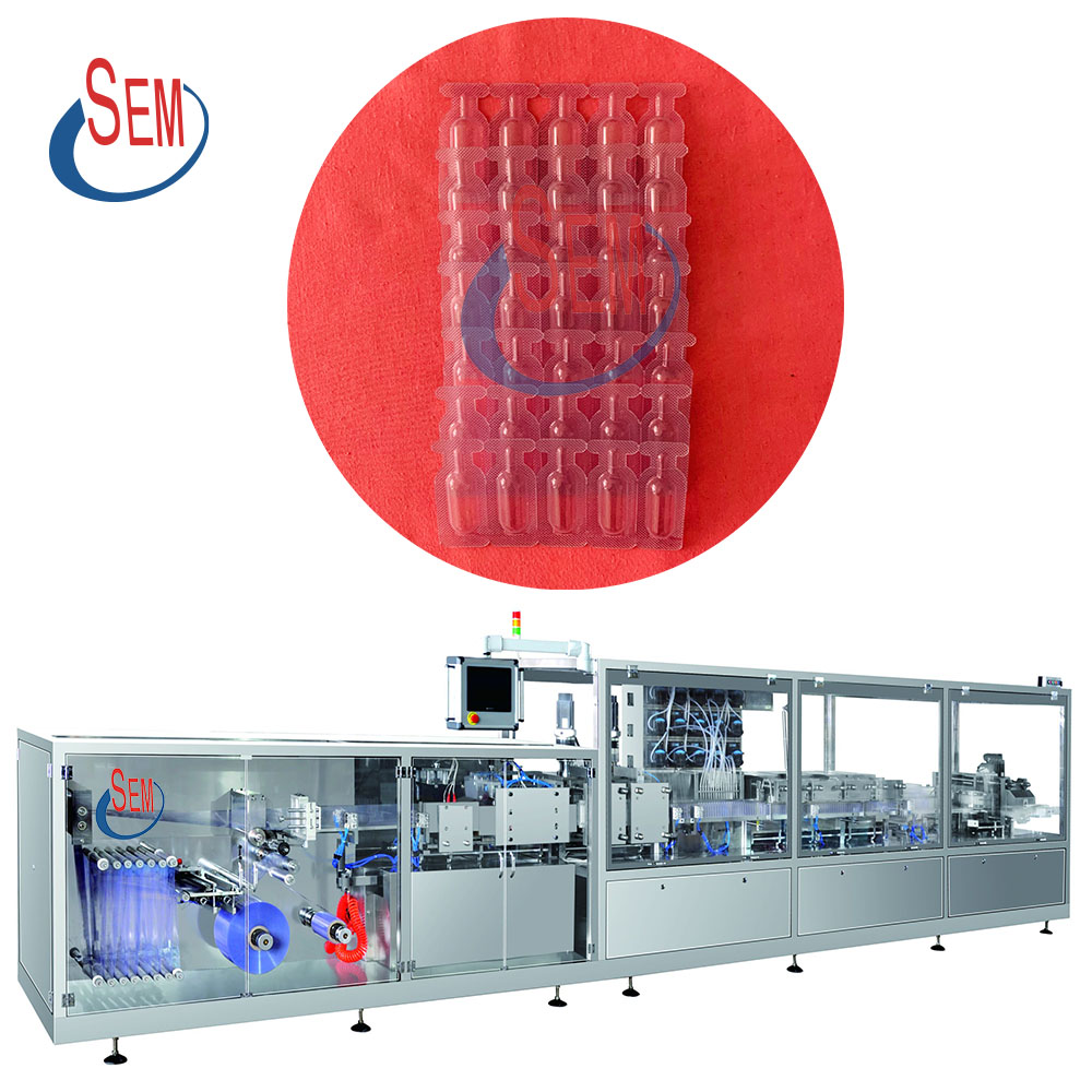 Plastic ampoule filling sealing machine and labeling machine