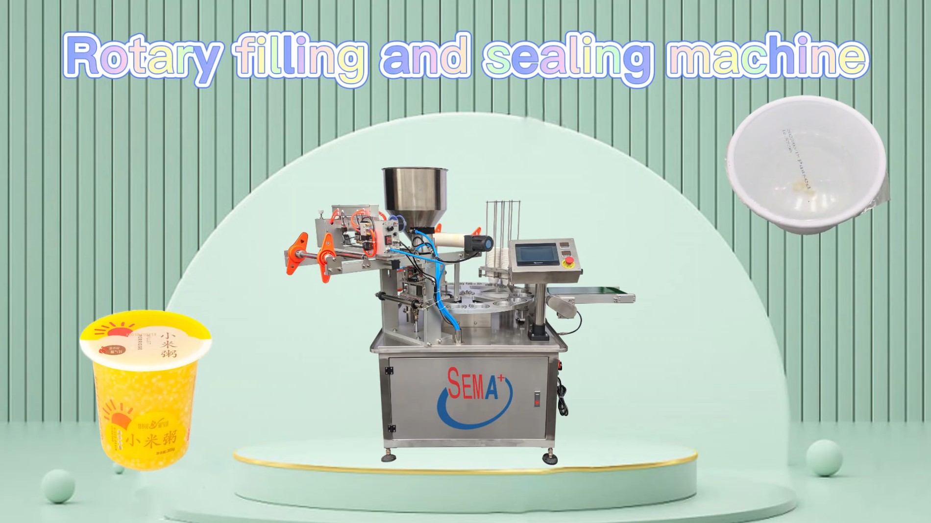 Automatic cup filling and sealing machine for cream