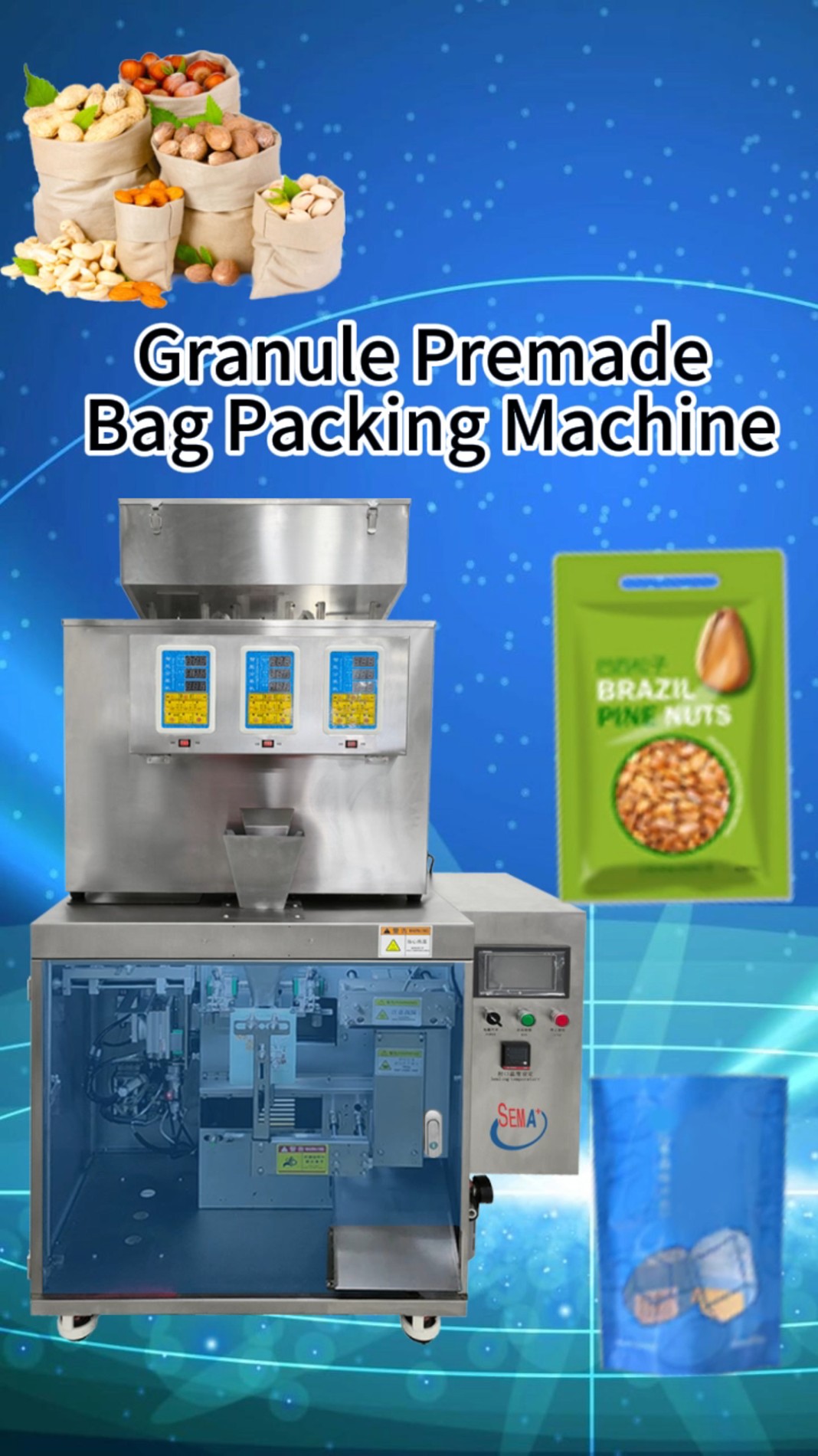 Autoamtic granule weighting pouch bag packing machine