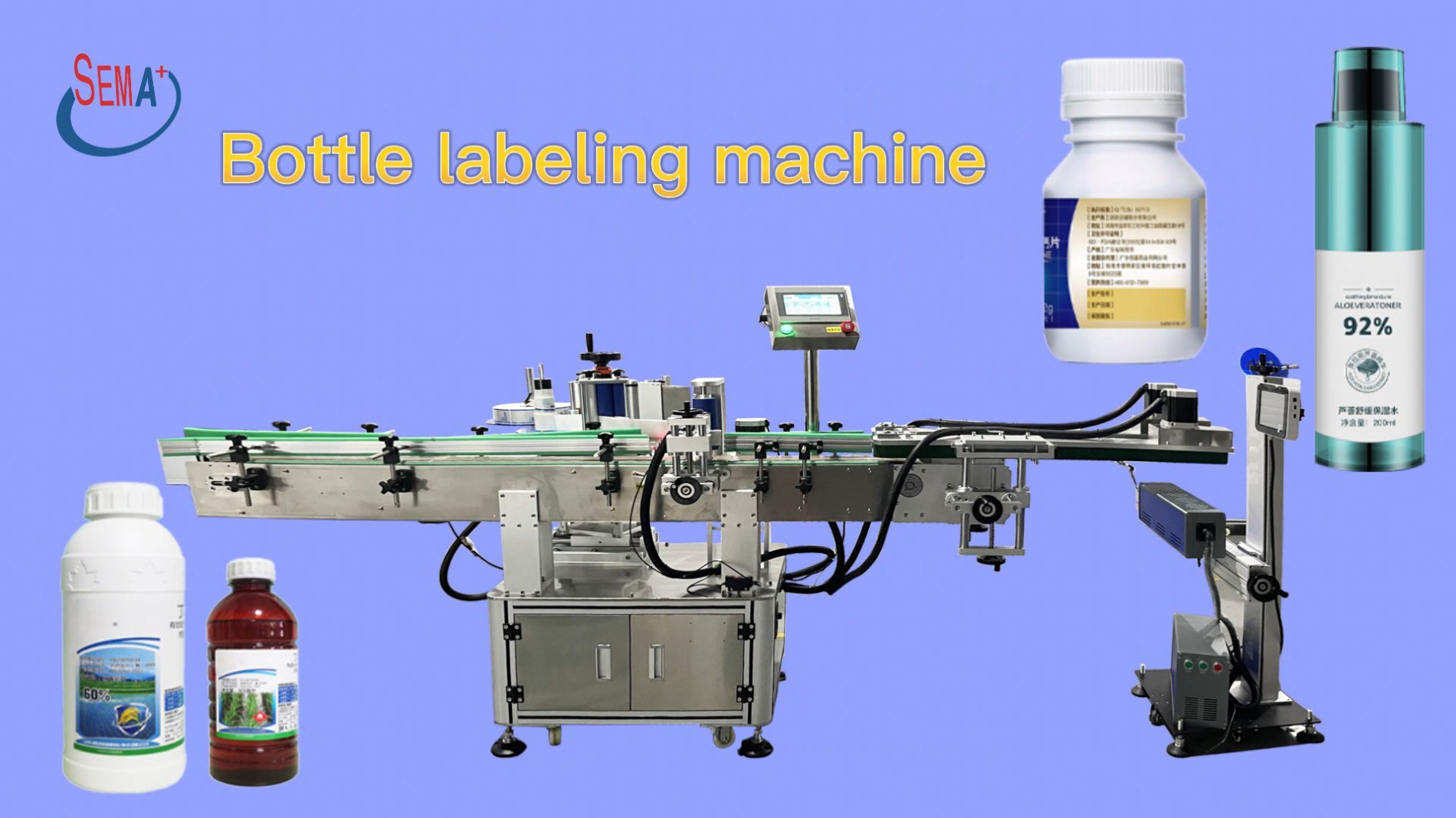 Automatic bottle labeling machine