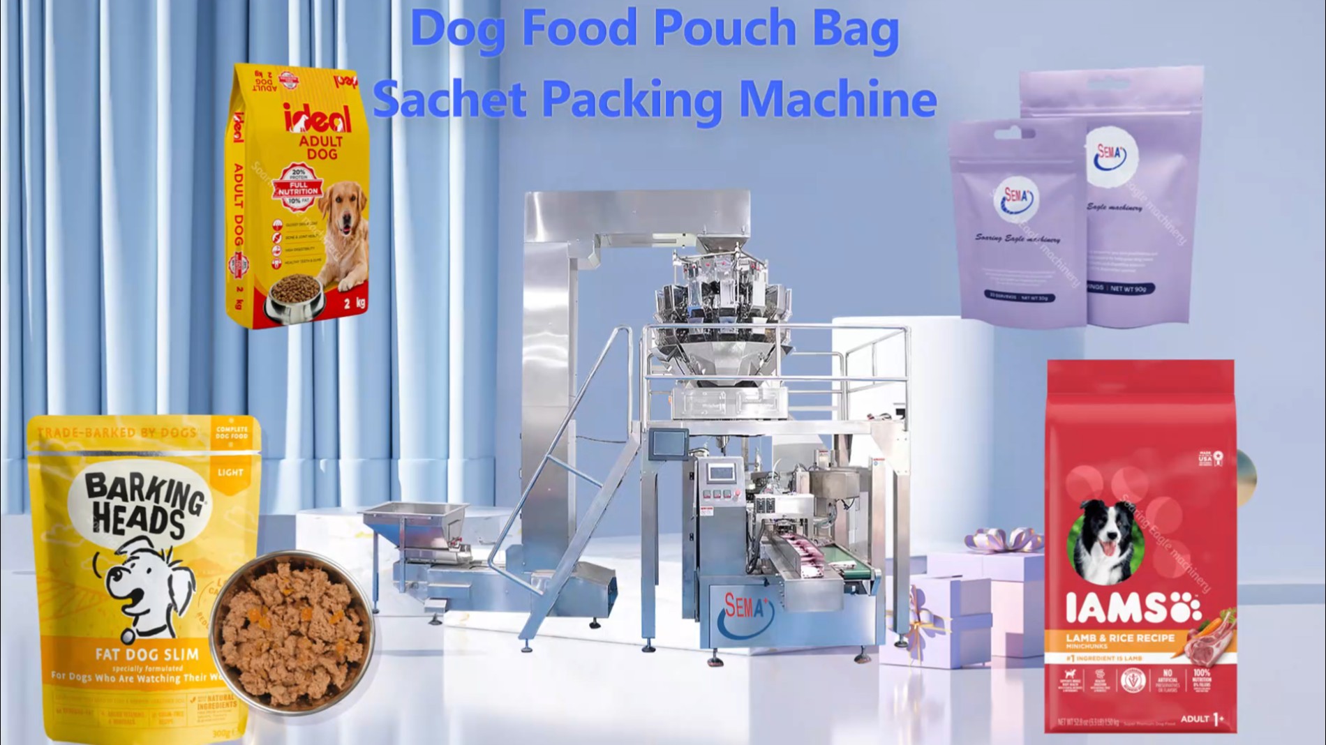 Automatic powder zipper bag packing machine with scoop filling