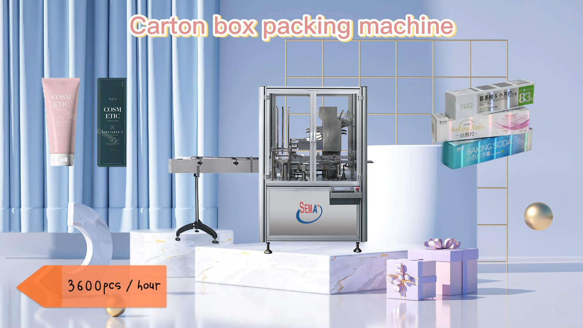 Carton box packing machine for tubes