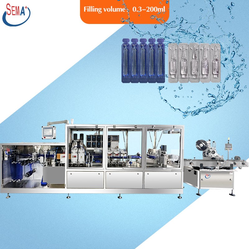 ten-head filling PLC control nozzle disposable syringe ampoule filling and sealing machine line