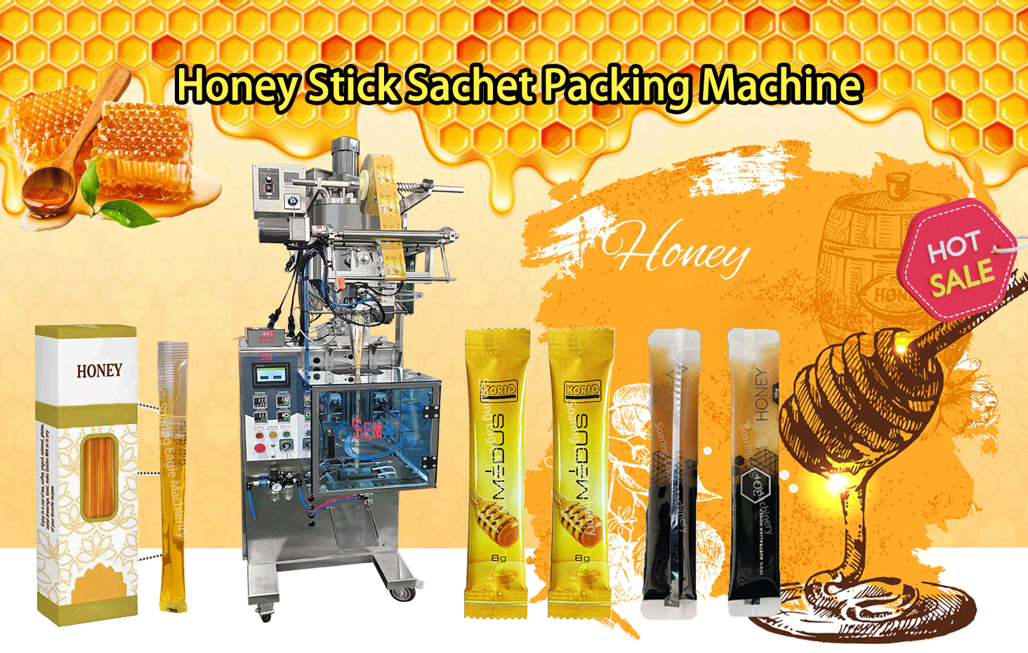 Honey stick honey straw food liquid honey cream sachet packing machine 