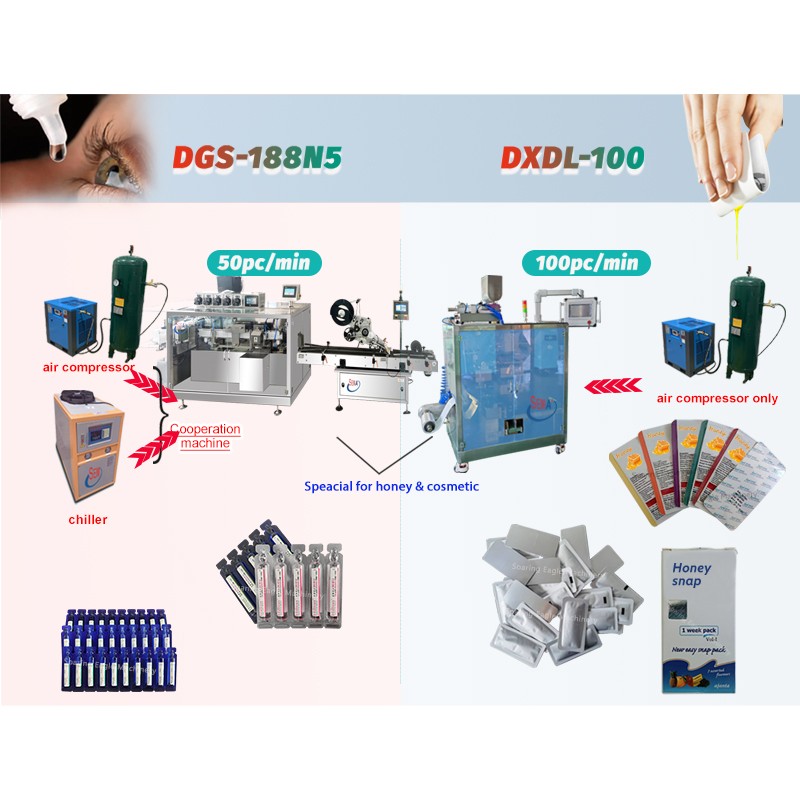 Automatic oral pharmaceutical medical liquid plastic ampoule filling and sealing machine