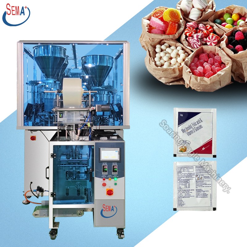 Multi feeders tablet pills capsule several pieces in one sachet packing machine