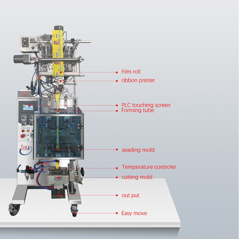 Honey stick shaped sachet packaging machines honey packaging machine back stick sealing sachet liquid stick packing machine Liquid sachet packing machine for hotel shampoo /shower gel pouch with three side sealing Vertical back stick Sachet Liquid Packagi