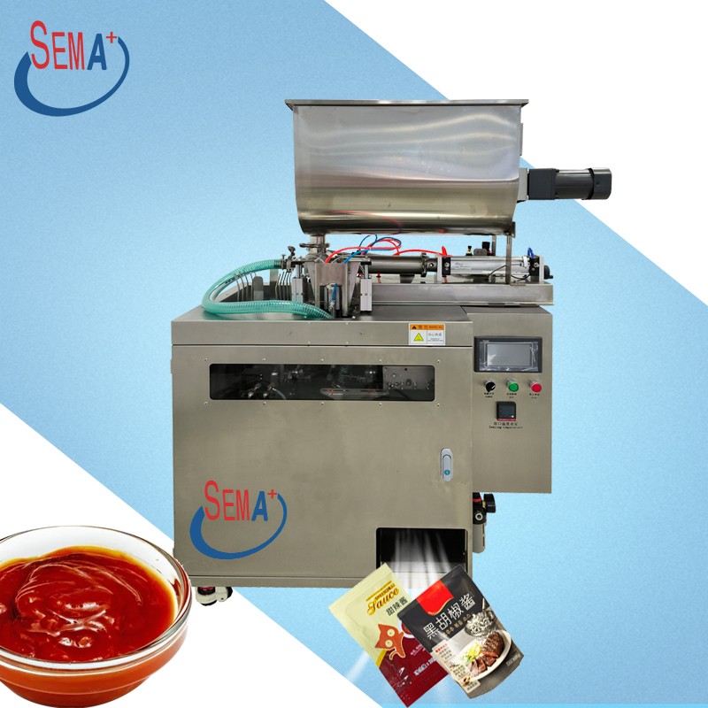 Sauce type pneumatic plnger pump bag feeder sachet packing machine