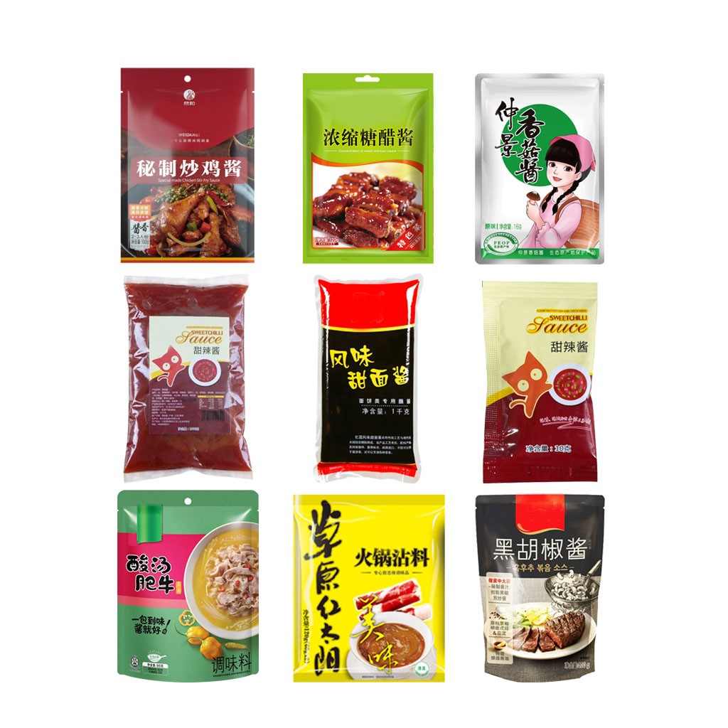 Sauce type pneumatic plnger pump bag feeder sachet packing machine