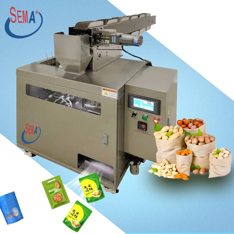 Full automatic flip bucket conveyor small pouch bag snack nut sachet packing machine