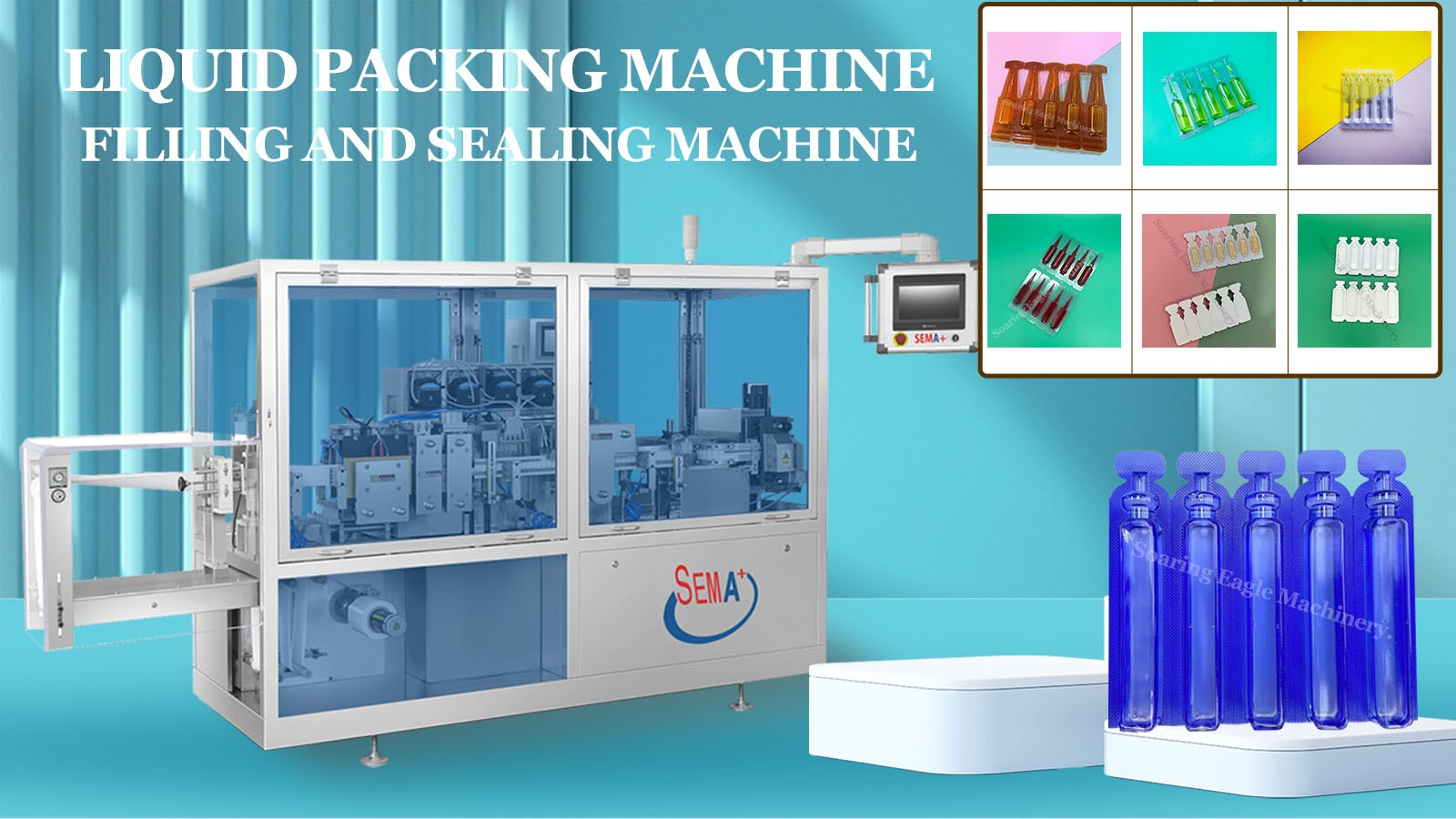 Liquid 5 pieces linking ampoule filling and sealing machine