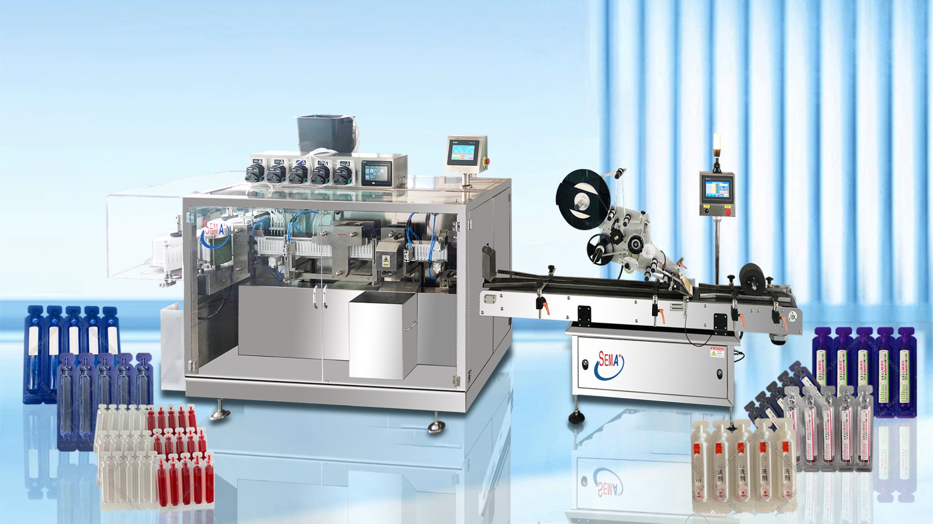 automatic 5 nozzles pharma medical ampoule filling machine #liquidfillingmachine