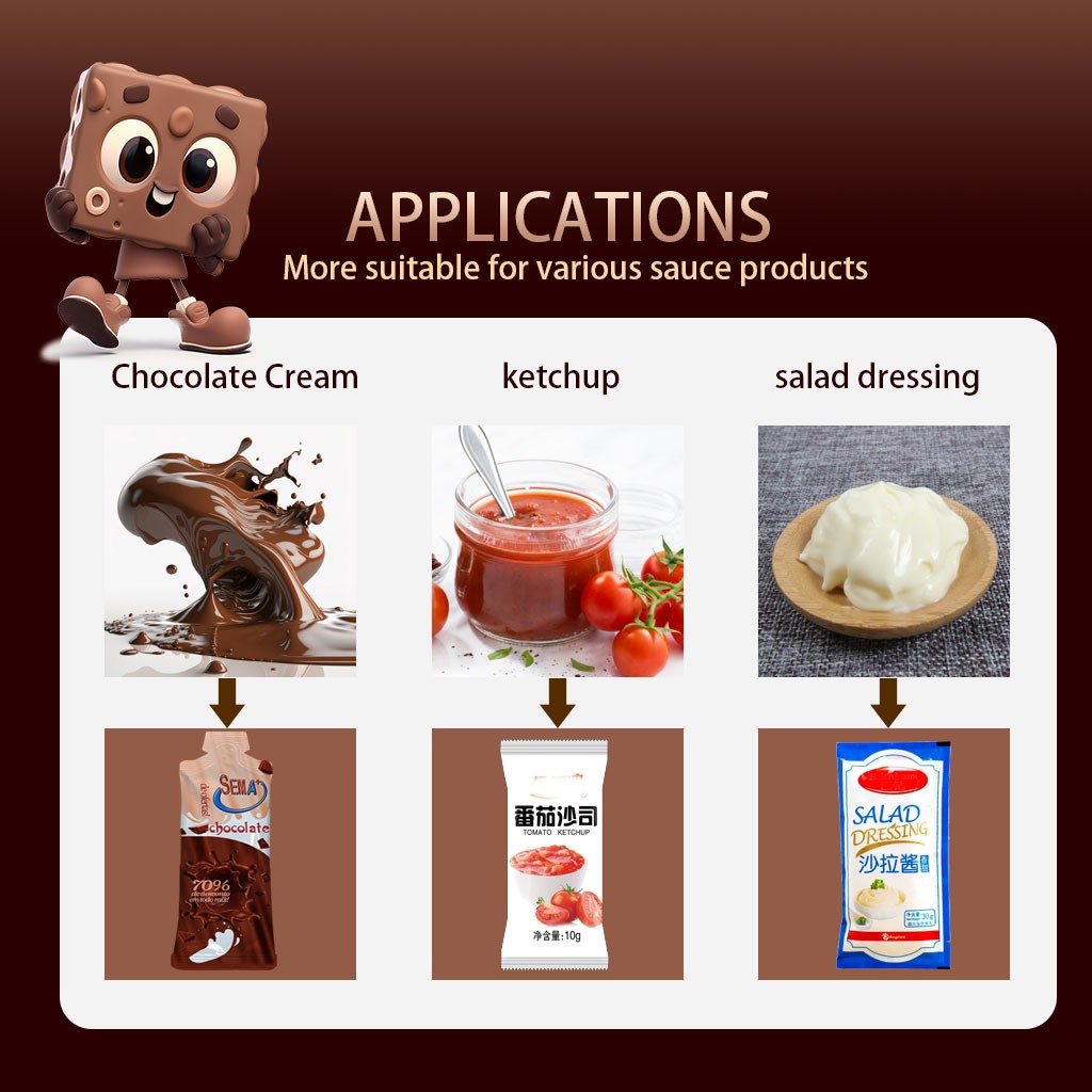 Fully Automatic Irregular Back Sealing Small Bag Packaging Machine Chocolate Sauce Paste Sachet Packing Machine