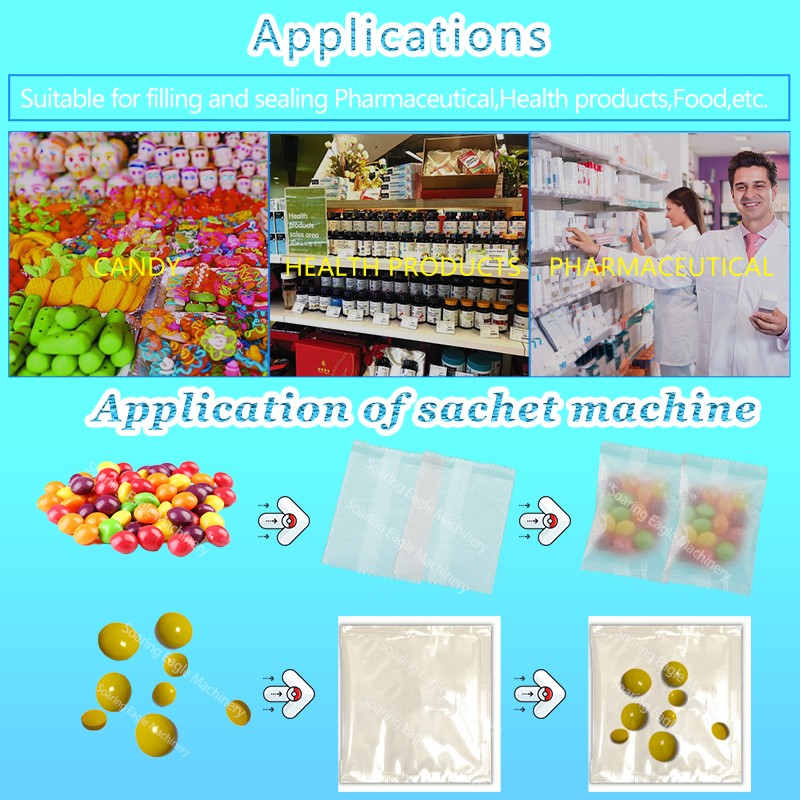 Automatic Sachets Medicine Pill Capsule Tablet Packing Machine 3/4 Side Sealing backside Sealing sachet packing machine