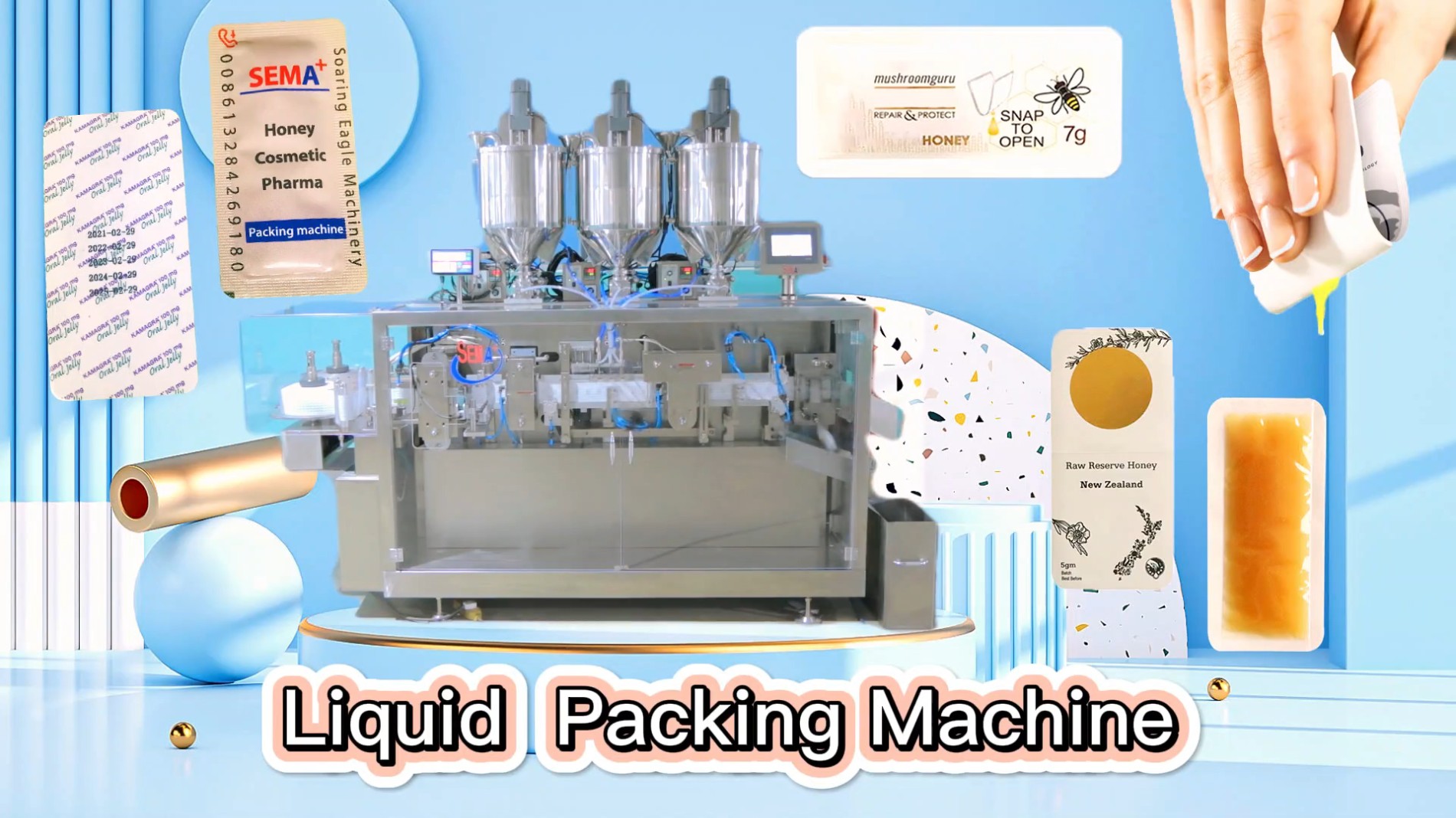 Automatic cosmetic easy open shower energy gel body wash filling snap sachet packing machine