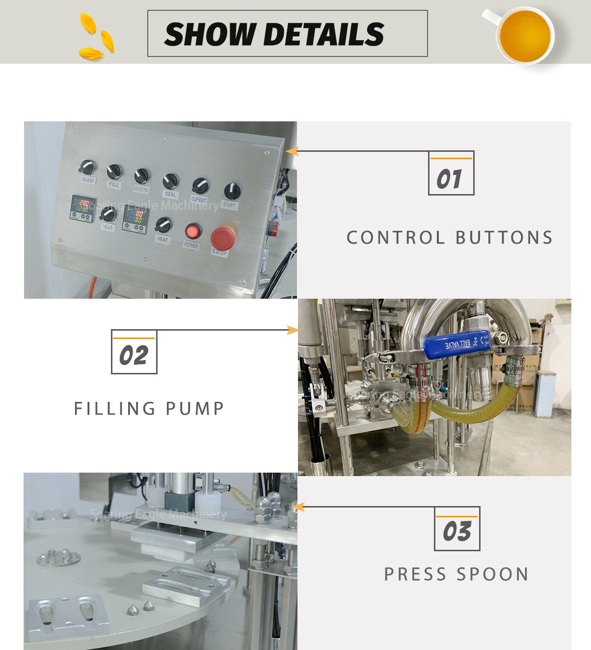 2 nozzles Automatic rotary high speed cup packing machine plastic cup honey spoon filling sealing machine