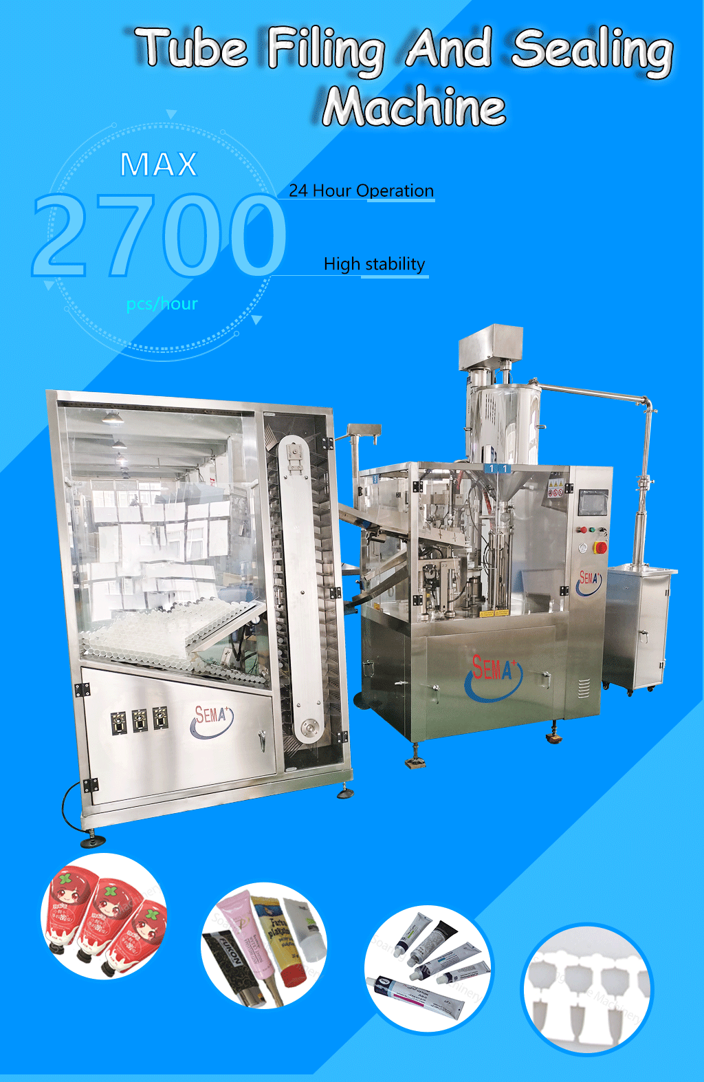 Full automatic ointment oil hand cream cosmetics tube filling and sealing machine aluminium plastic tube filler and sealer