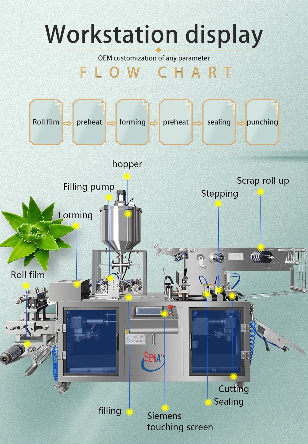 Customizable cosmatic cream liquid and paste blister packaging machines