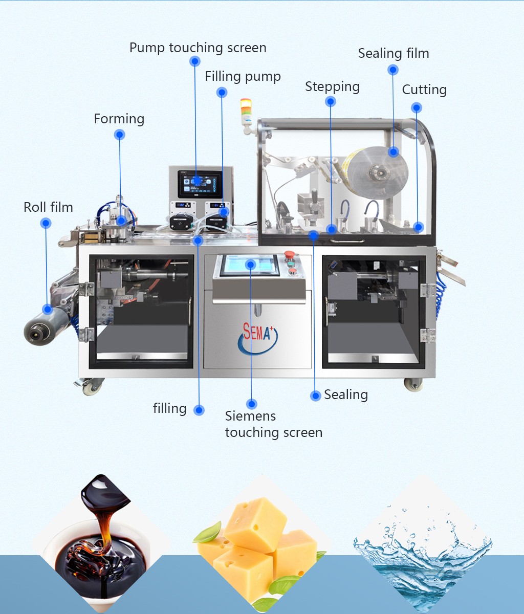 DPP Small Mini Automatic Blister Packing Machine For Honey Sauce Paste Liquid