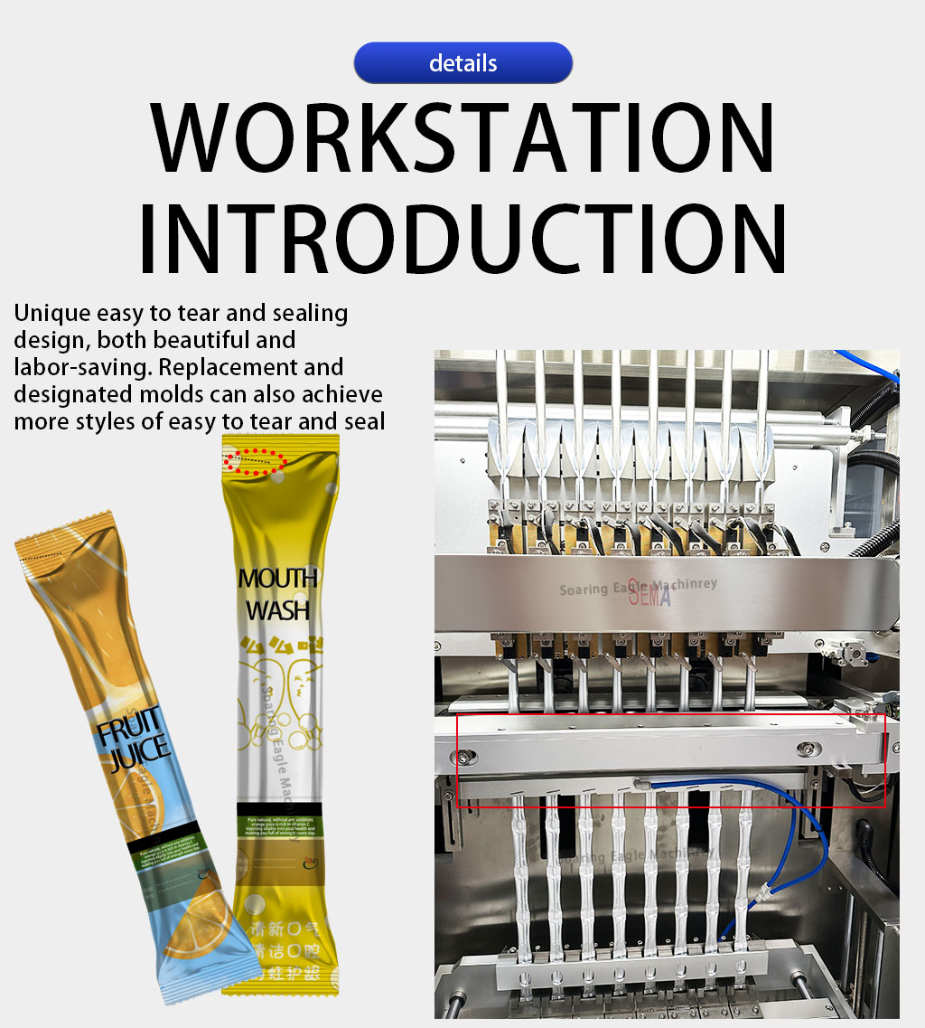 Multi Lanes 4/6/8 lanes 1-10ml Stick Vertical Pouch Bag Coffee Liquid Form Fill Seal Packing Machine